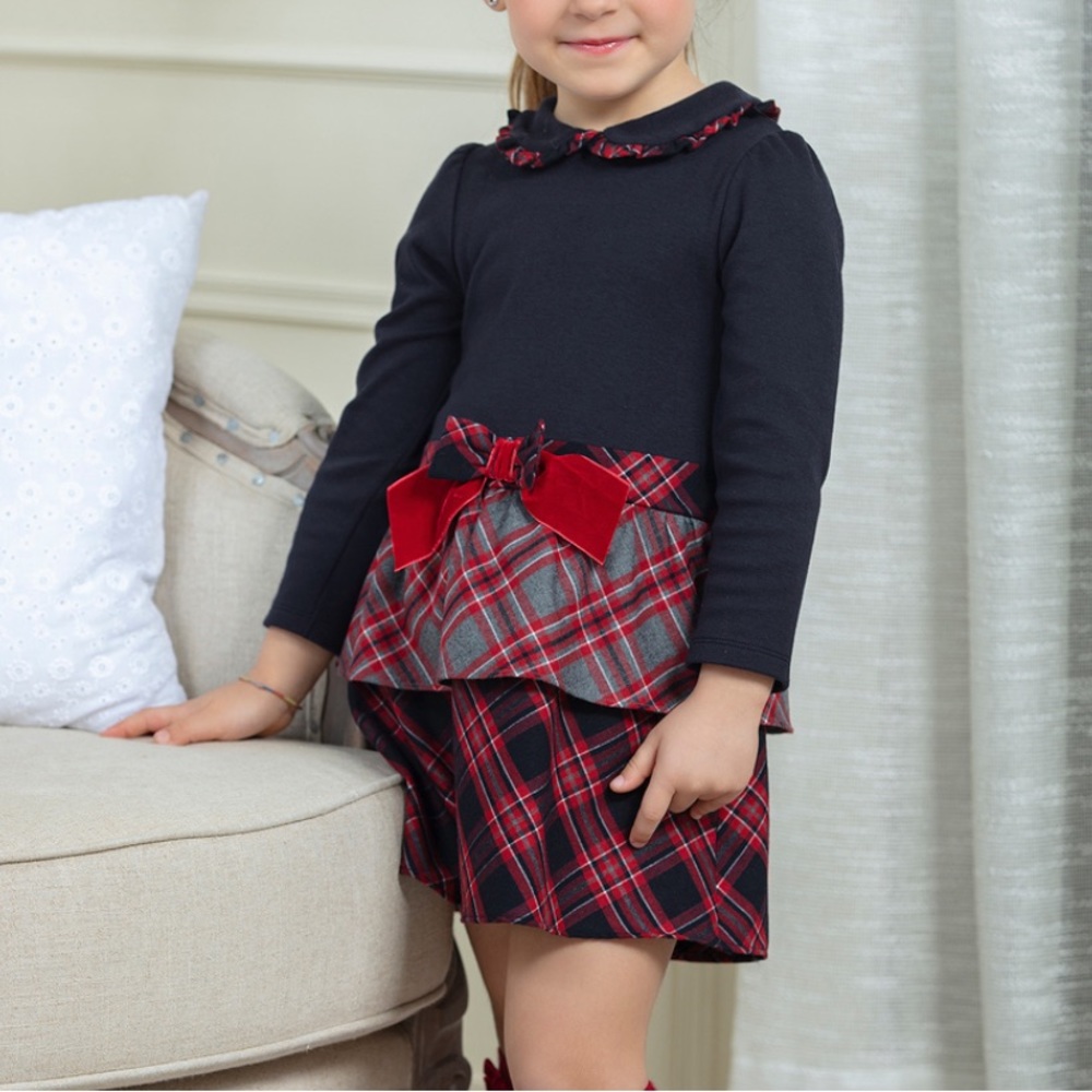 Blue & Red Check Dress - Patachou Girls size 6